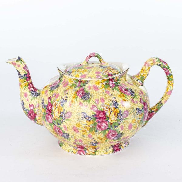 Yellow Floral "Virginia" Teapot and Matching Lid
