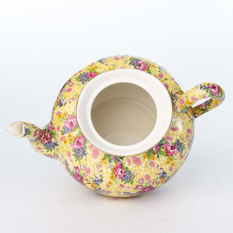 Yellow Floral "Virginia" Teapot and Matching Lid