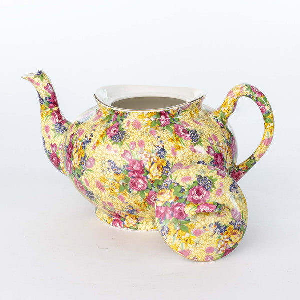 Yellow Floral "Virginia" Teapot and Matching Lid