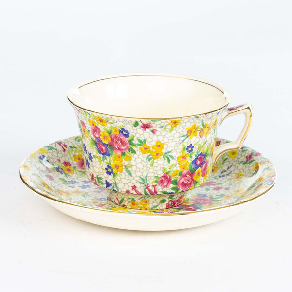 Royal Winton White Fireglow Teacup & Saucer