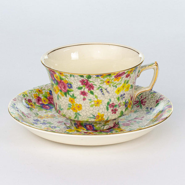 Royal Winton White Fireglow Teacup & Saucer