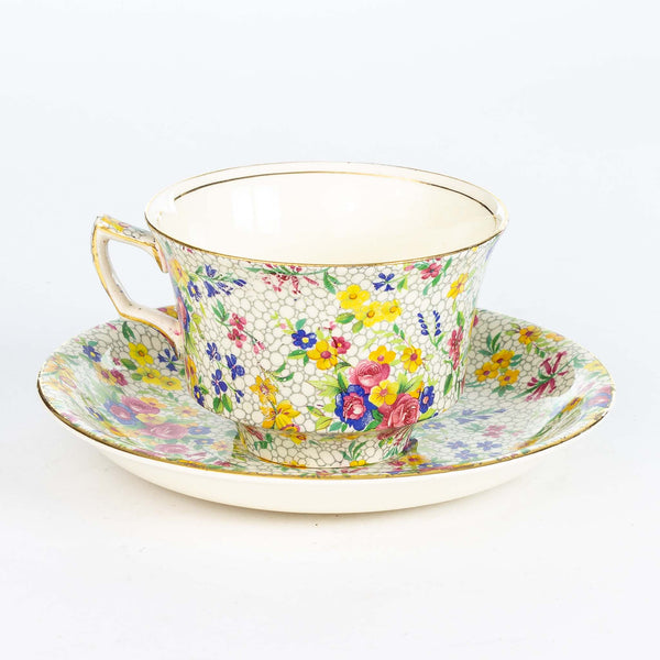 Royal Winton White Fireglow Teacup & Saucer
