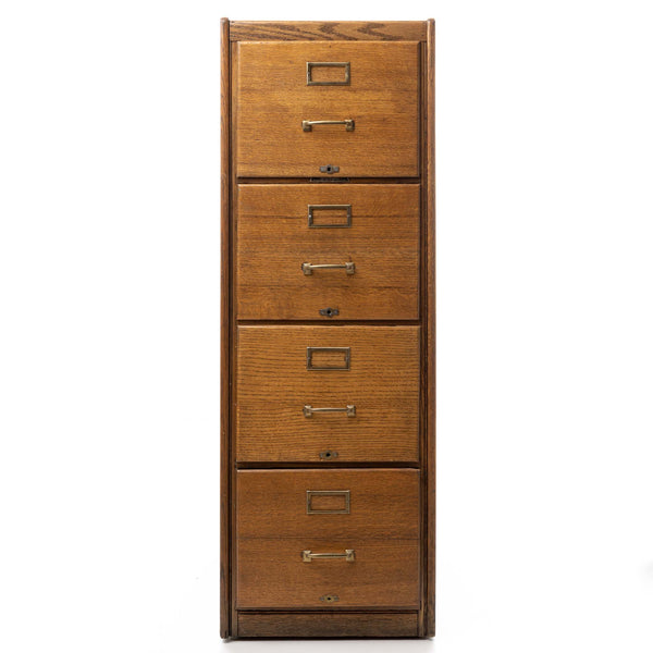 Oak Four Drawer File Cabinet