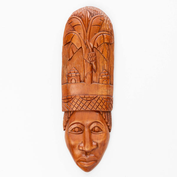 Hand Carved Wood African Mask Signed "J.E. 03"