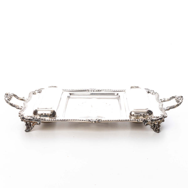Large Silver Tray with Side Compartments