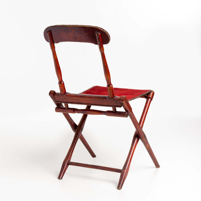 Victorian Folding Chair Velvet Seat and Back