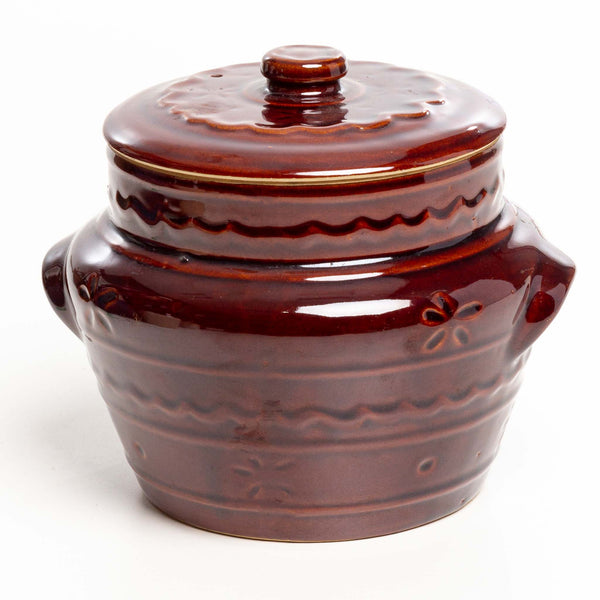 Brown Glazed Crockery Pot with Lid