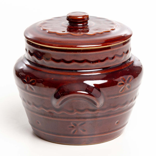 Brown Glazed Crockery Pot with Lid