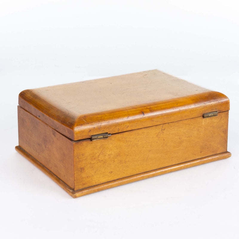 Wood Two-Section Box with Hinged Lid