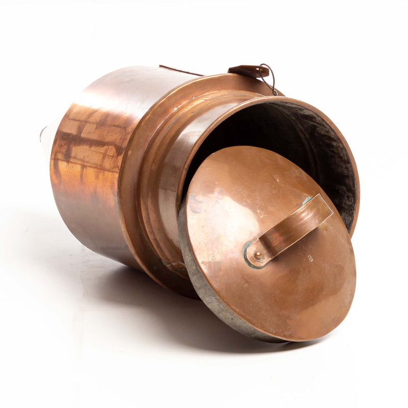 Copper Coned Shaped Flour Sifter with Lid and Wall Mount