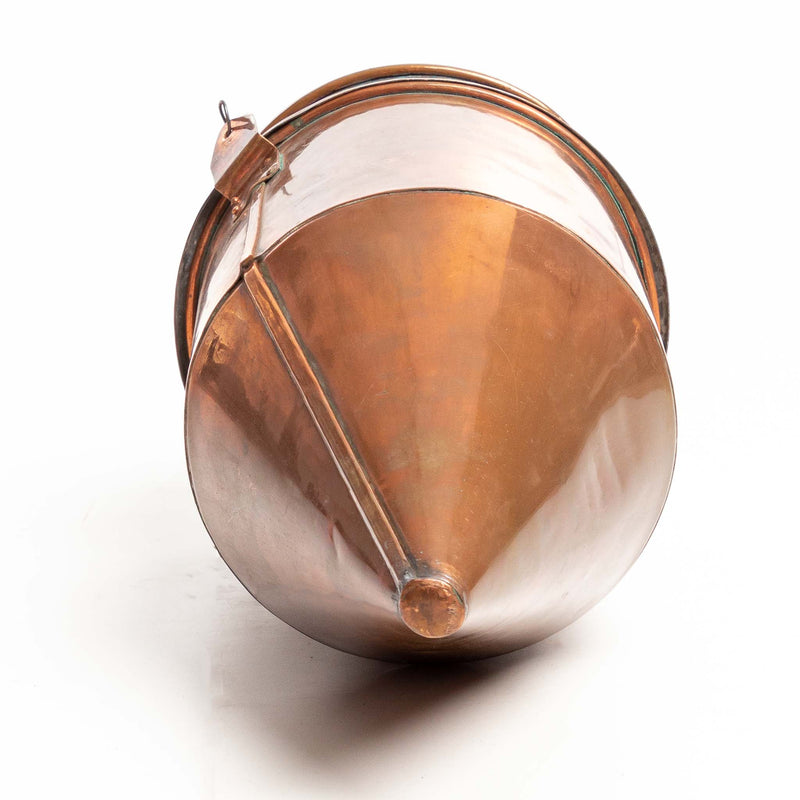 Copper Coned Shaped Flour Sifter with Lid and Wall Mount