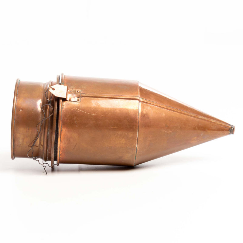 Copper Coned Shaped Flour Sifter with Lid and Wall Mount