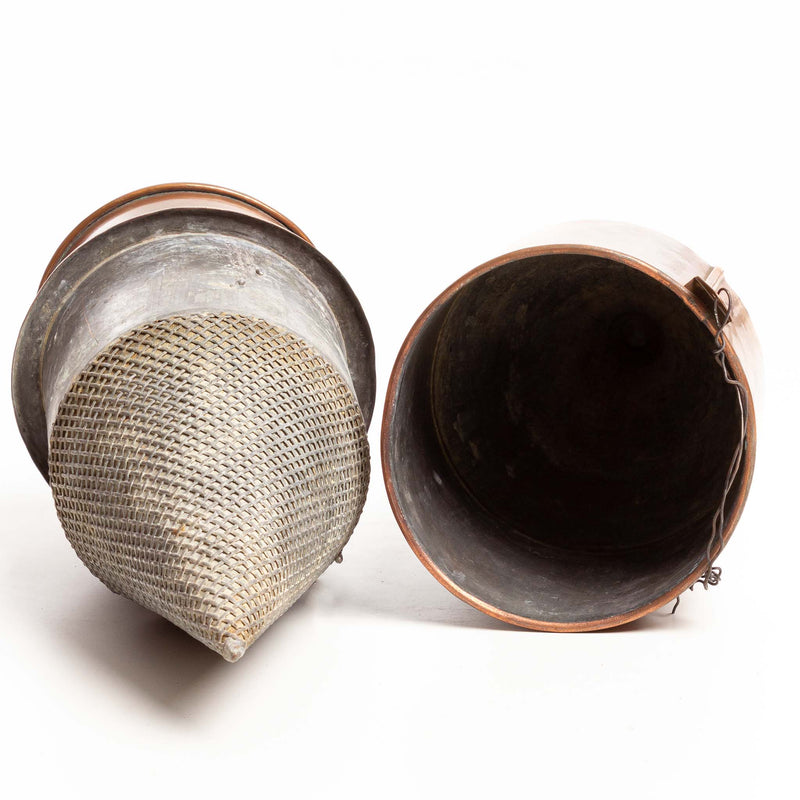 Copper Coned Shaped Flour Sifter with Lid and Wall Mount