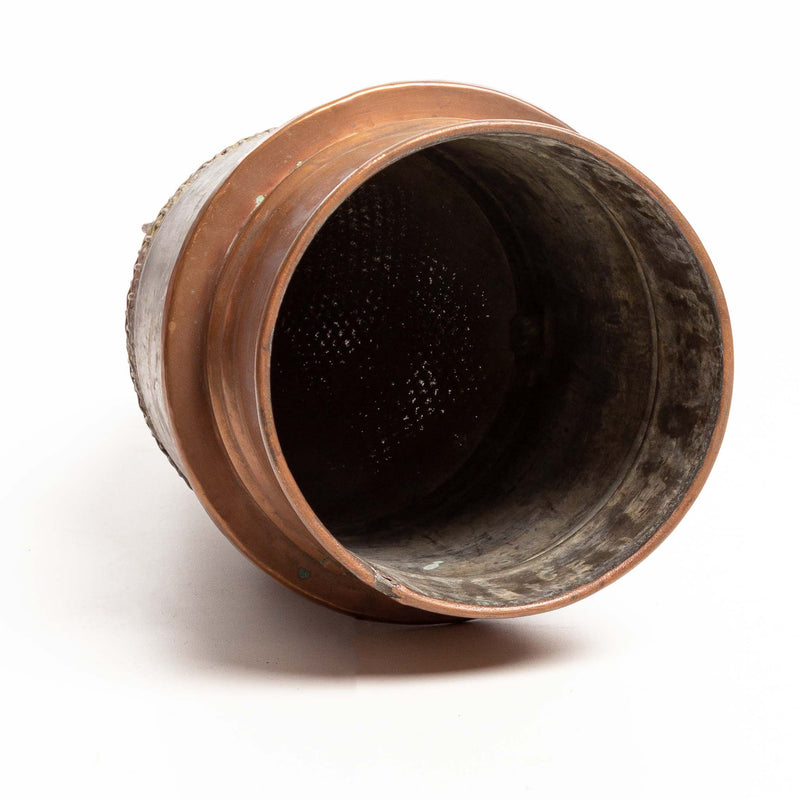 Copper Coned Shaped Flour Sifter with Lid and Wall Mount