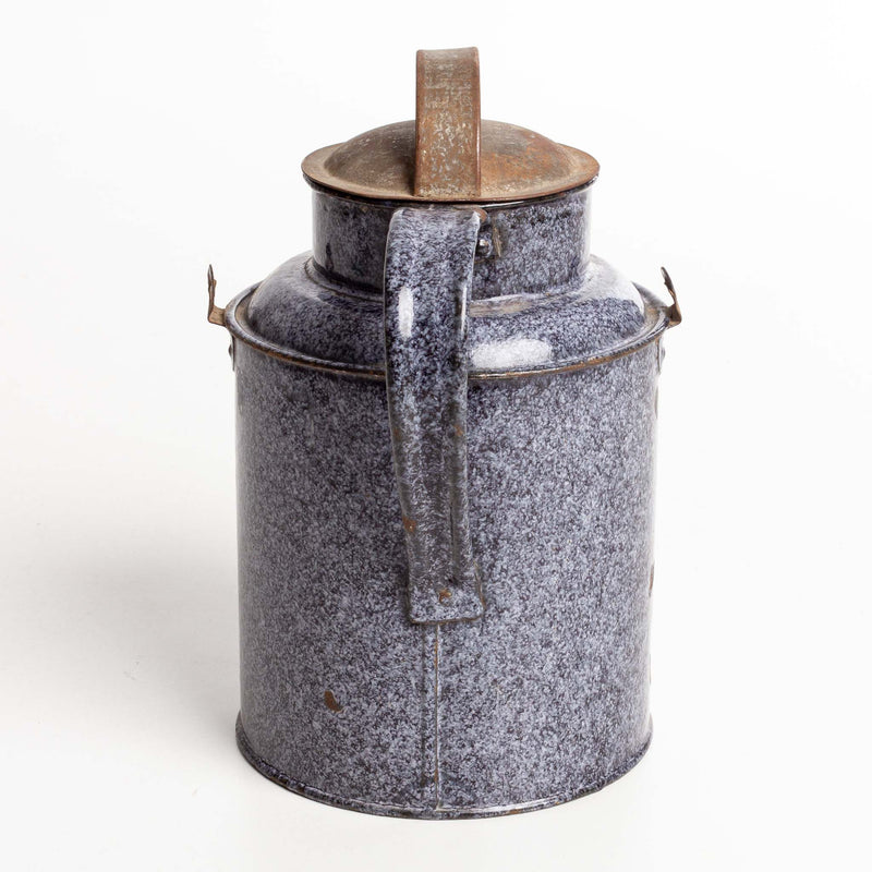Grey and Black Graniteware Enamel Pot