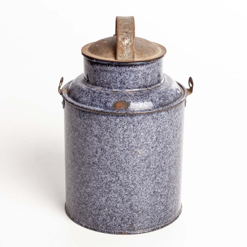 Grey and Black Graniteware Enamel Pot