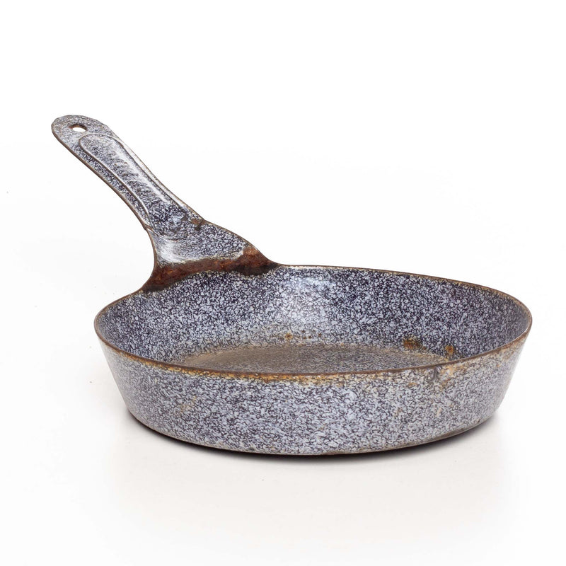 Grey and Black Graniteware Enamel Frying Pan