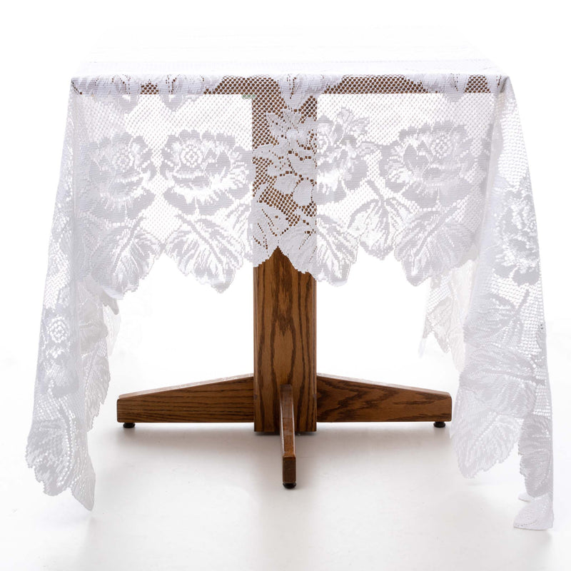 White Floral Polyester Lace Tablecloth