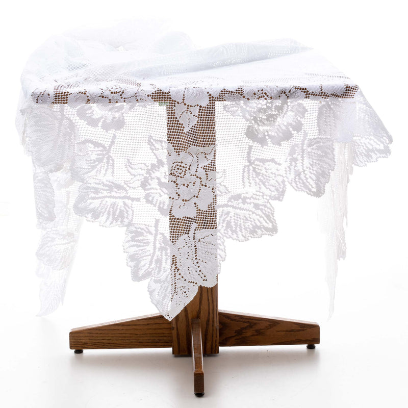 White Floral Polyester Lace Tablecloth