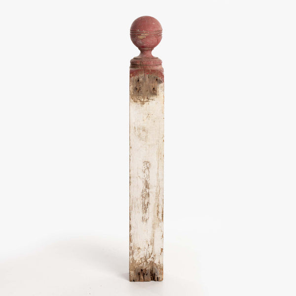 White Newel with Red Ball Top