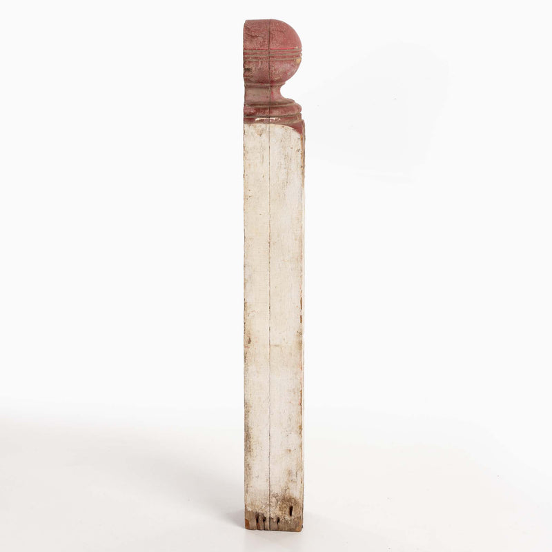 White Newel with Red Ball Top