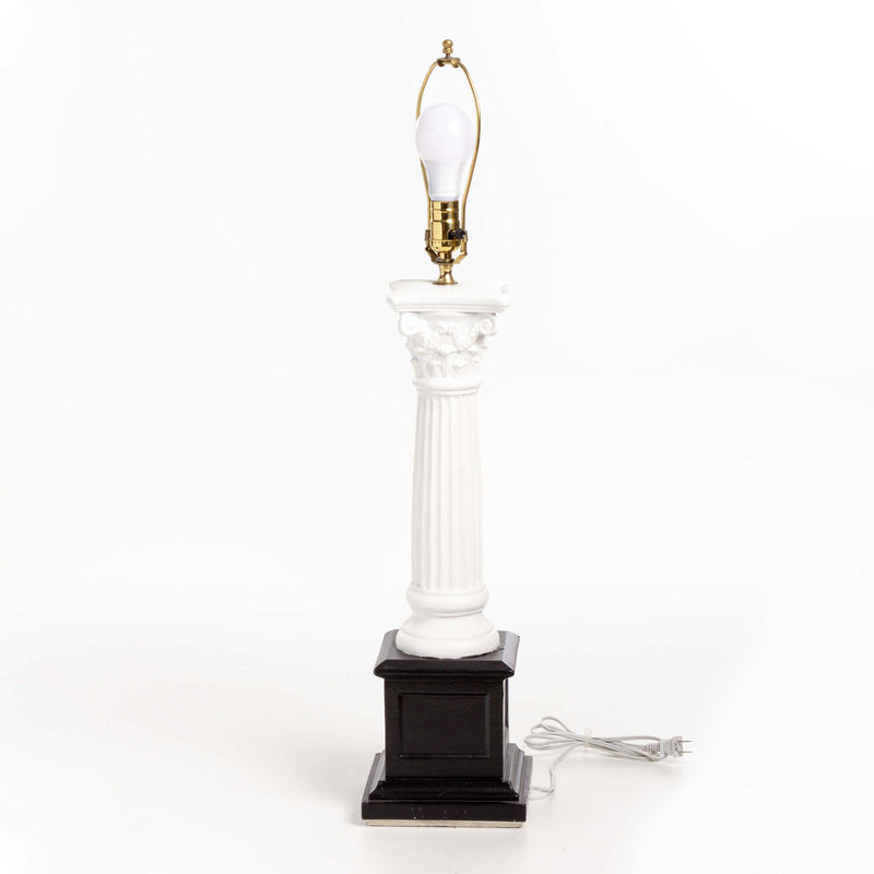 Black & White Pillar Chalkware Table Lamp with Shade