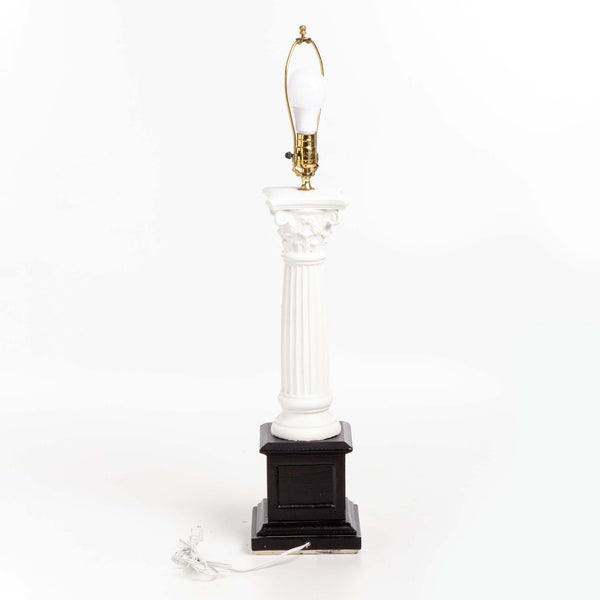 Black & White Pillar Chalkware Table Lamp with Shade