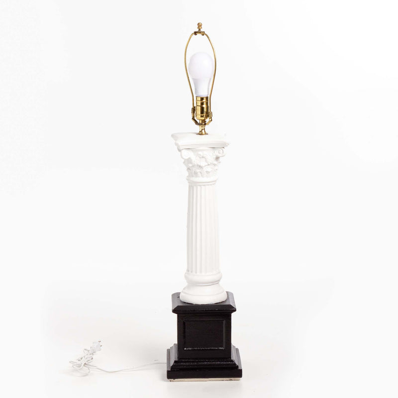 Black & White Pillar Chalkware Table Lamp with Shade