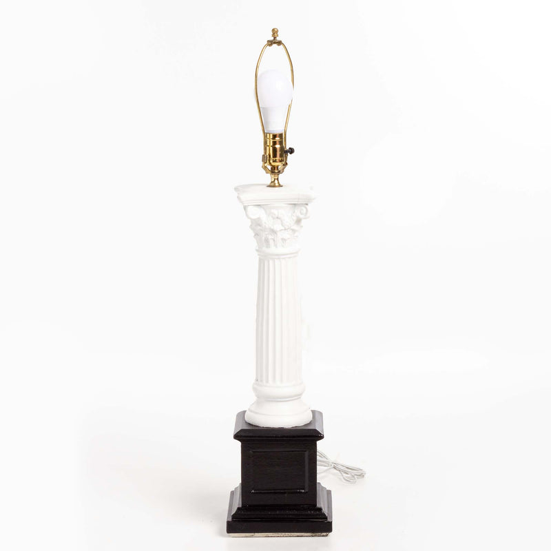 Black & White Pillar Chalkware Table Lamp with Shade
