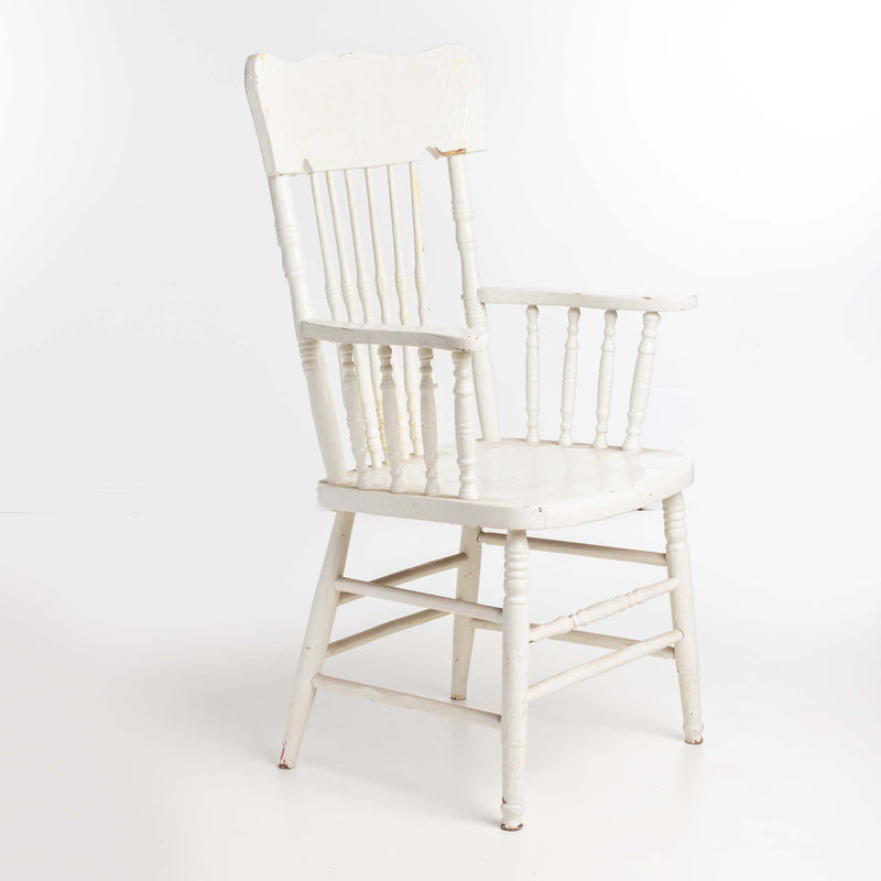 White Painted Chair with Dowel Back