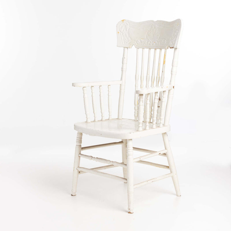 White Painted Chair with Dowel Back